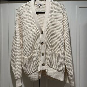 Madewell Cream Button-Up Cardigan Sweater
